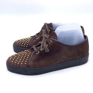 Stuart Weitzman Brown Sz 7 Studded Suede Shoes